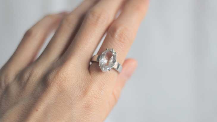 Photograph of wearing a crystal ring